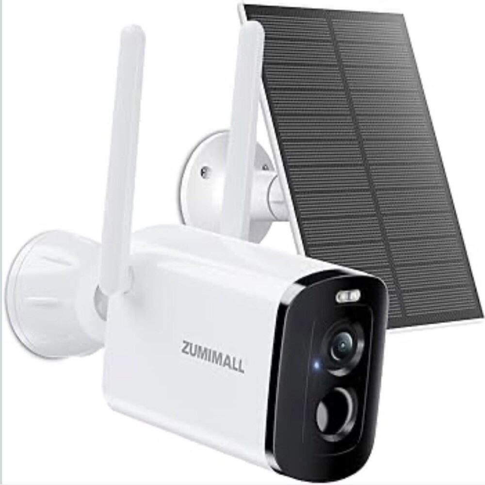 ZUMIMALL Solar Security Camera Wireless Outdoor 2.4GHz WiFi 2K HD Night Vision